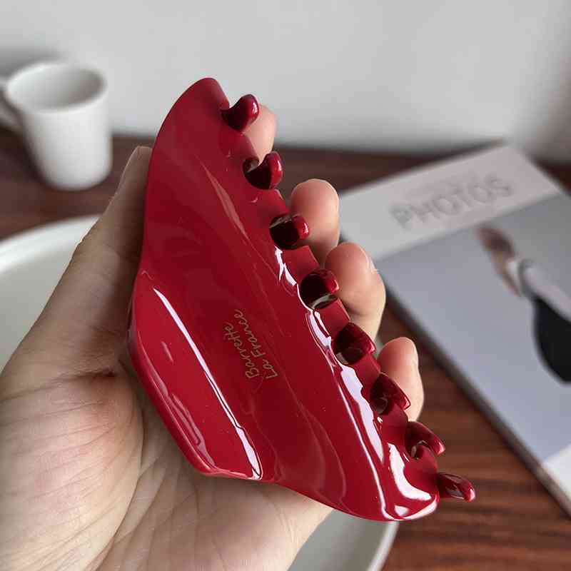 Red Open / Closed Acetate Hair Claw Clip