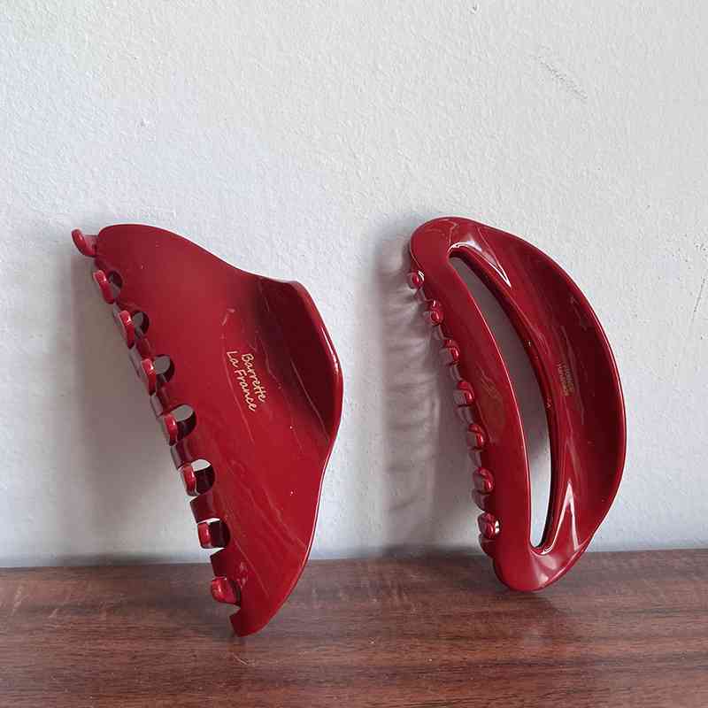 Red Open / Closed Acetate Hair Claw Clip