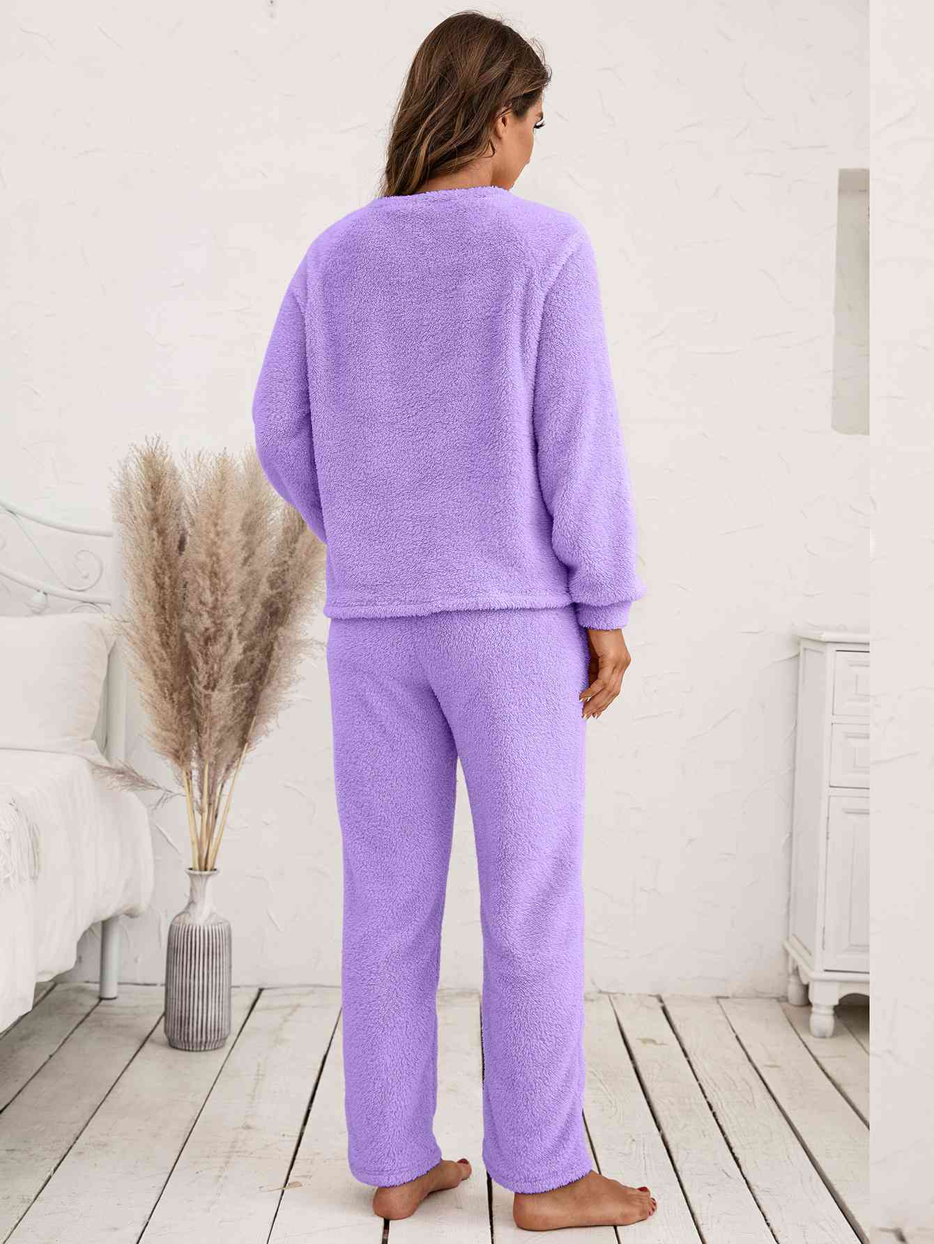 Teddy Long Sleeve Top & Pants Lounge Set (9 Variants)