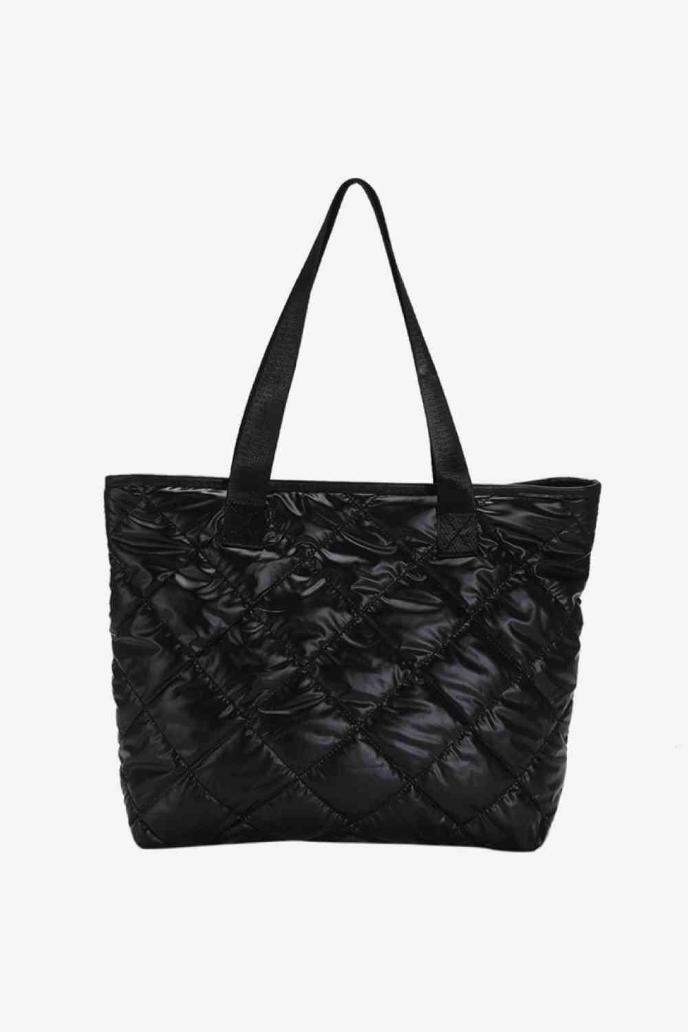 Shiny Black Shoulder Tote Bag