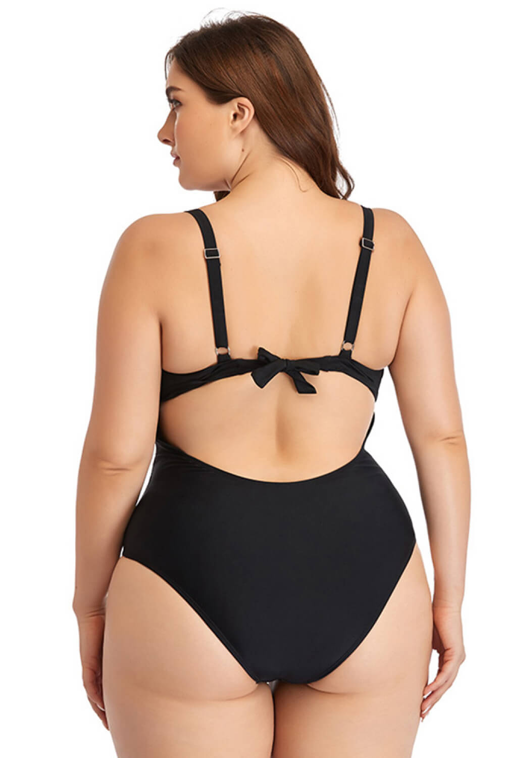 Plus Size Spliced Mesh Tie-Back One-Piece Swimsuit (6 Variants)