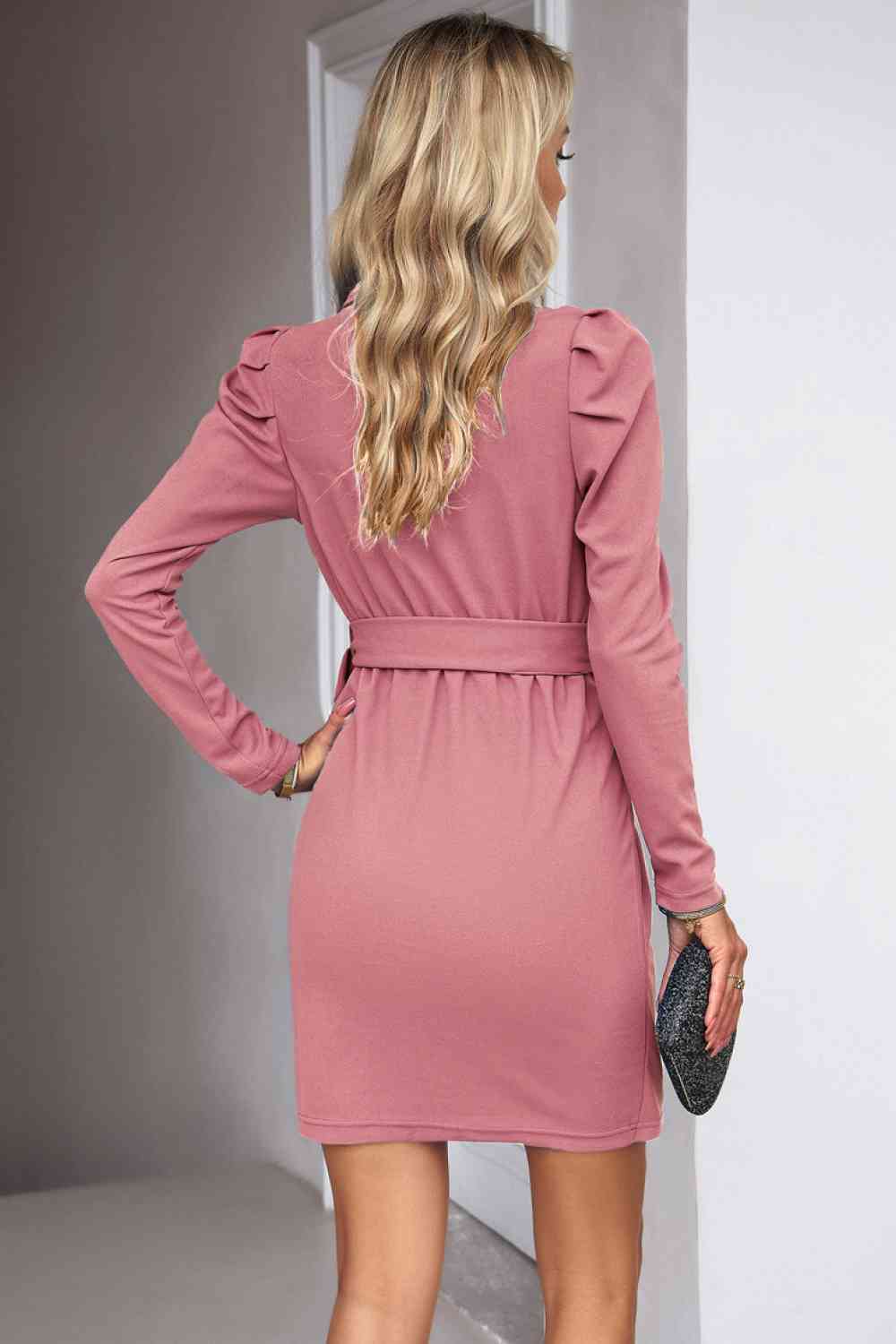 Tie Waist Long Puff Sleeve Dress (5 Variants)