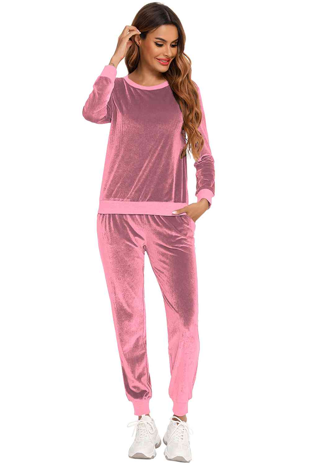 Velour Style Long Sleeve Loungewear Set (3 Variants)