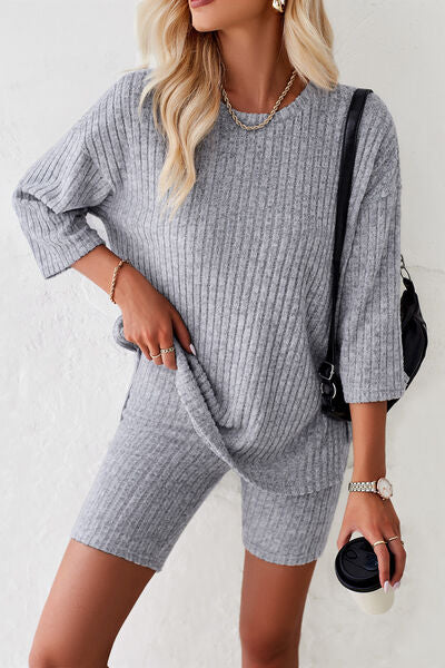 Cozy Ribbed Top & Shorts Set (4 Variants)