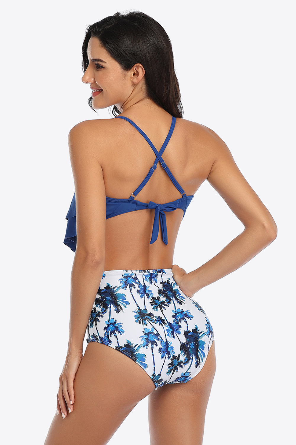 Botanical Print Ruffled Two-Piece Swimsuit (2 Variants)