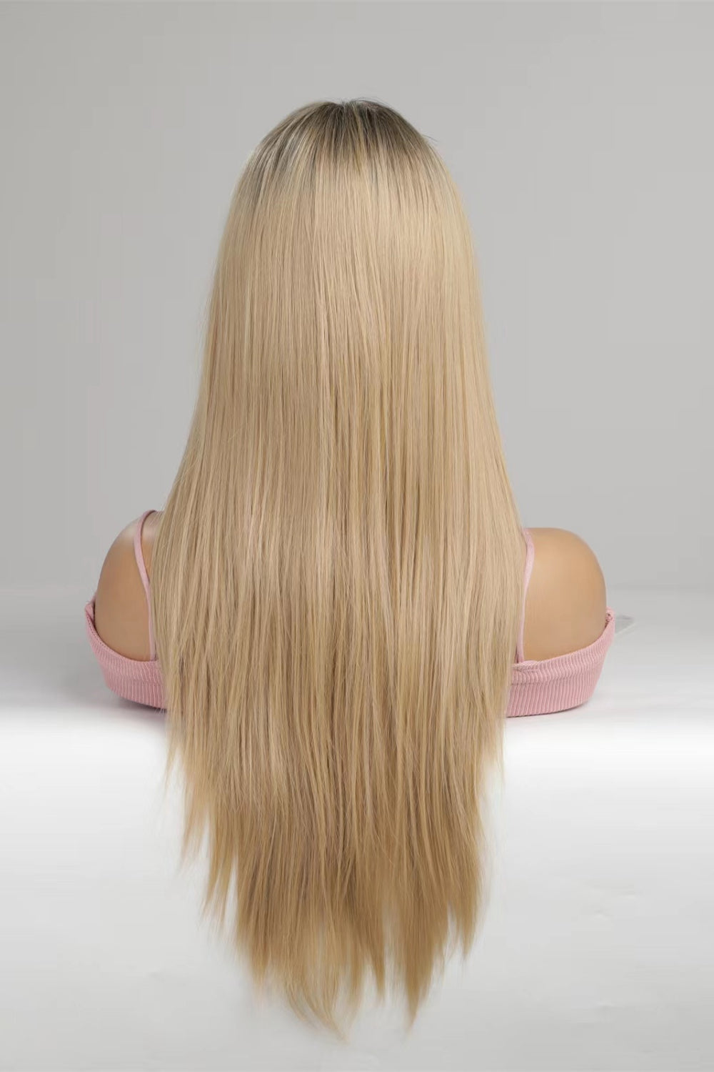 24" Long Straight Blonde Lace Front Synthetic Wig