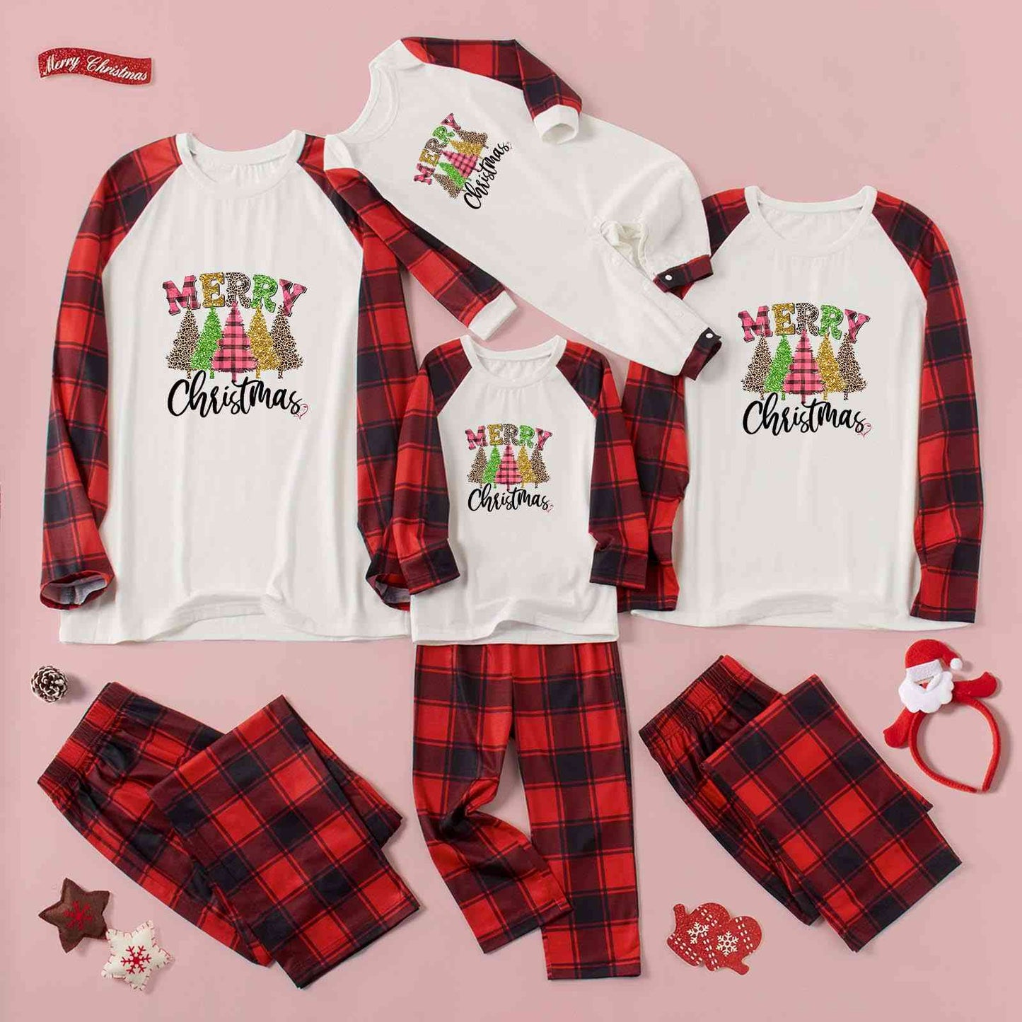 Matching Kids 2T-9 "MERRY Christmas" 5 Trees Pajama Set