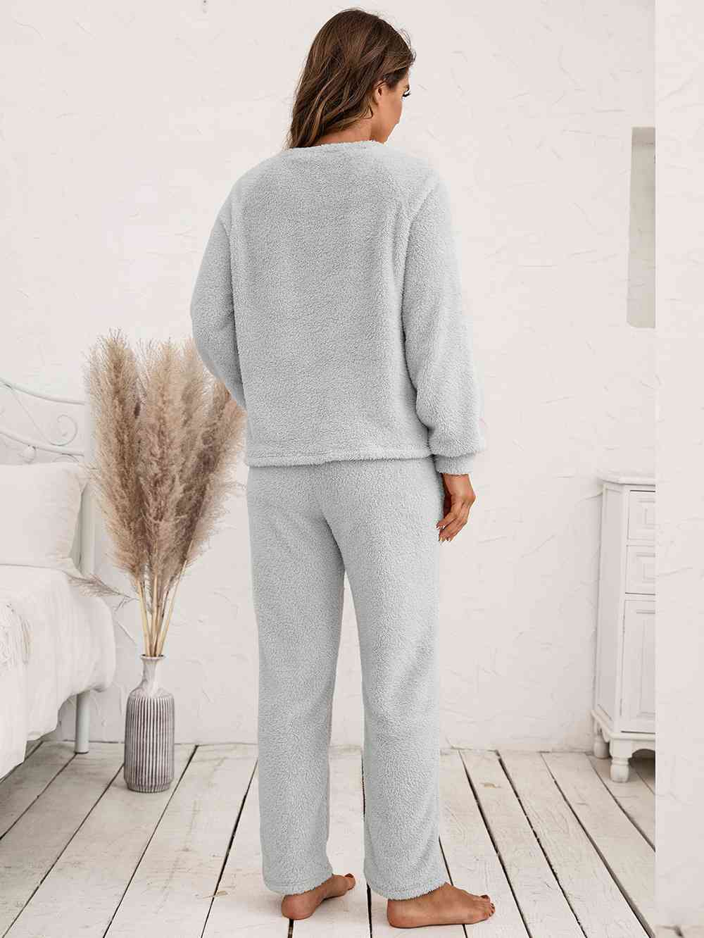 Teddy Long Sleeve Top & Pants Lounge Set (9 Variants)