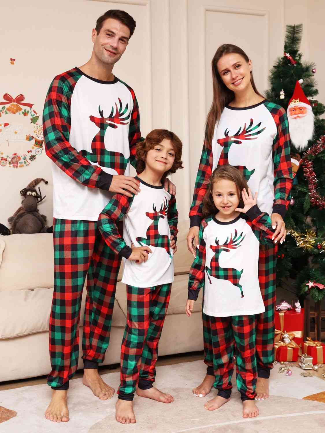 Matching Kids 2T-14 Reindeer Pajama Set