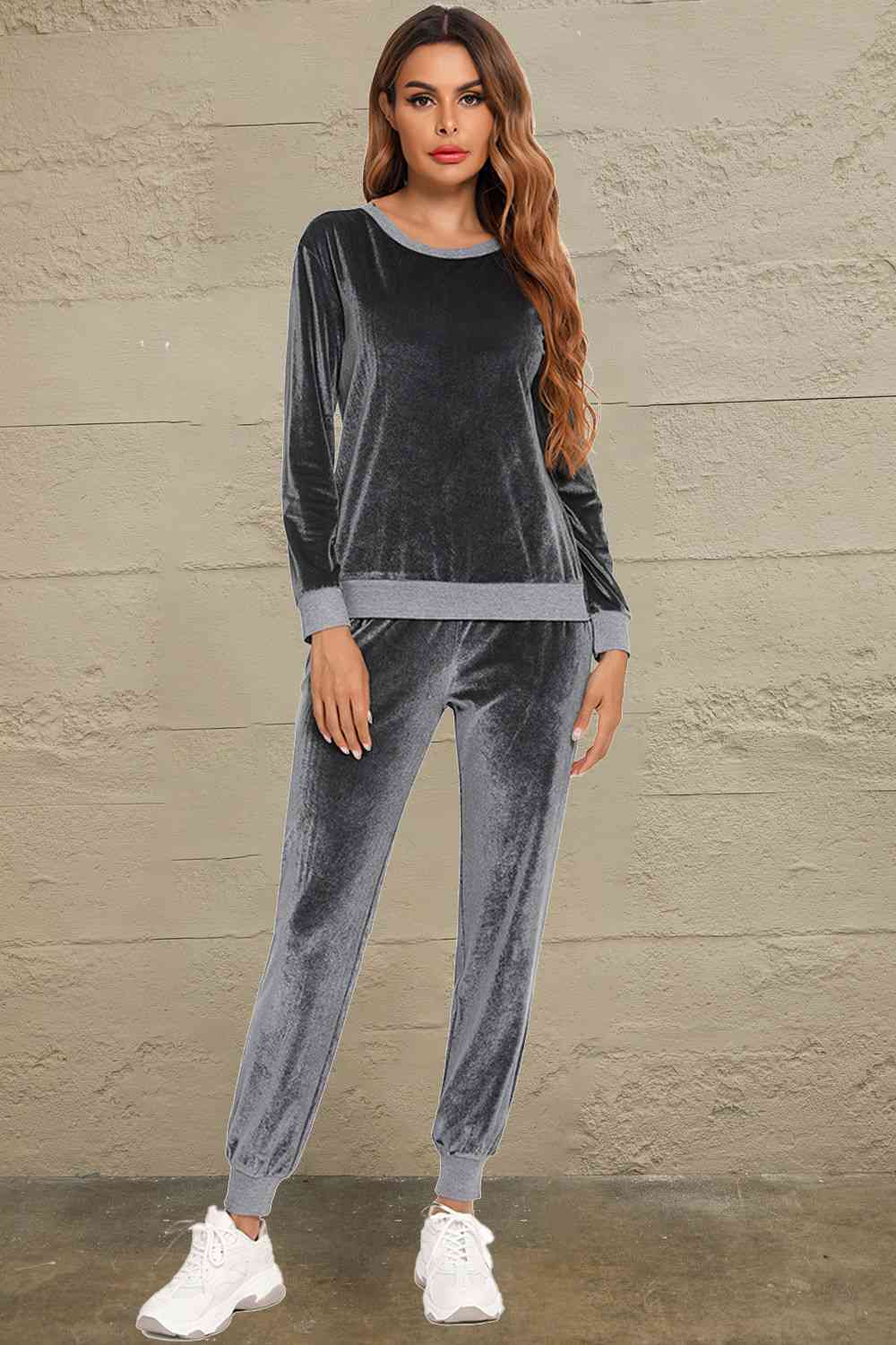 Velour Style Long Sleeve Loungewear Set (3 Variants)