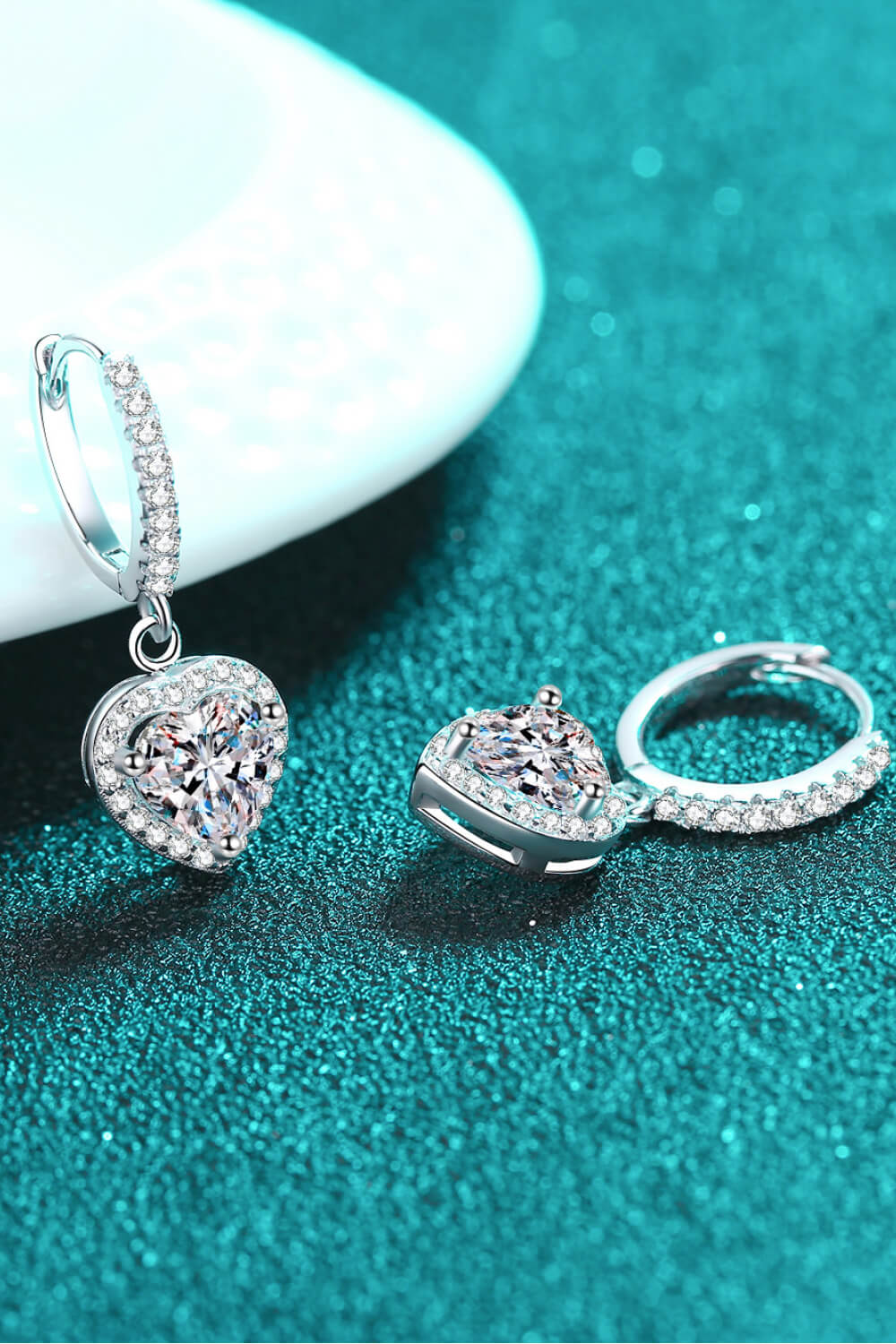 2 Carat Moissanite Heart-Shaped Drop Earrings