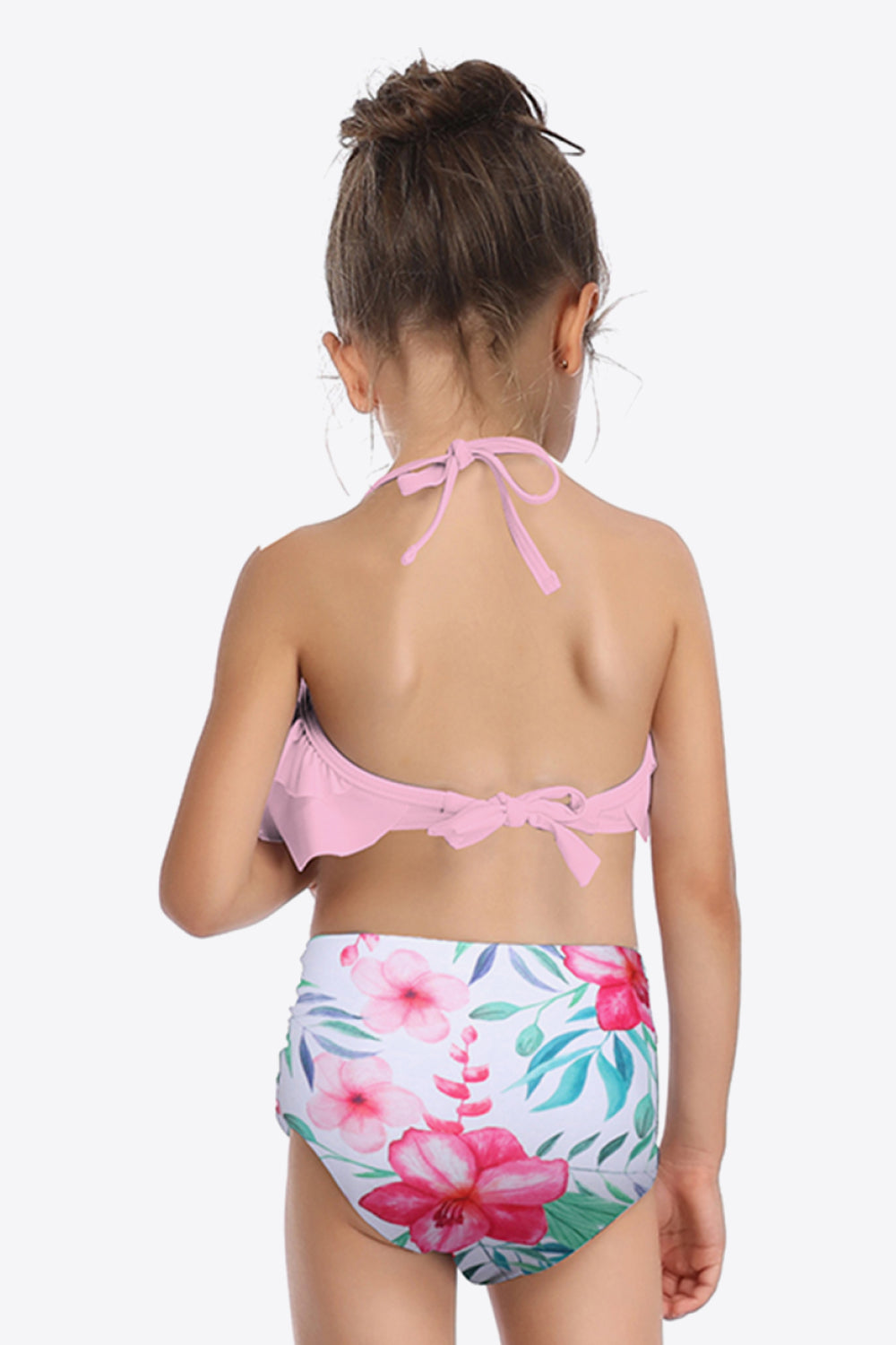 Girls Printed Layered Halter Neck Two-Piece Swim Set