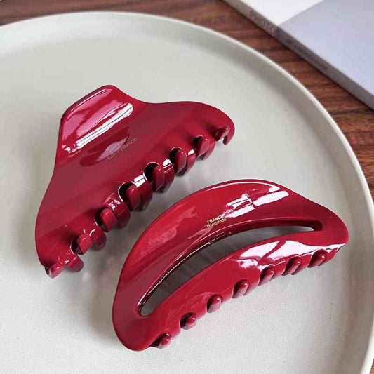 Red Open / Closed Acetate Hair Claw Clip