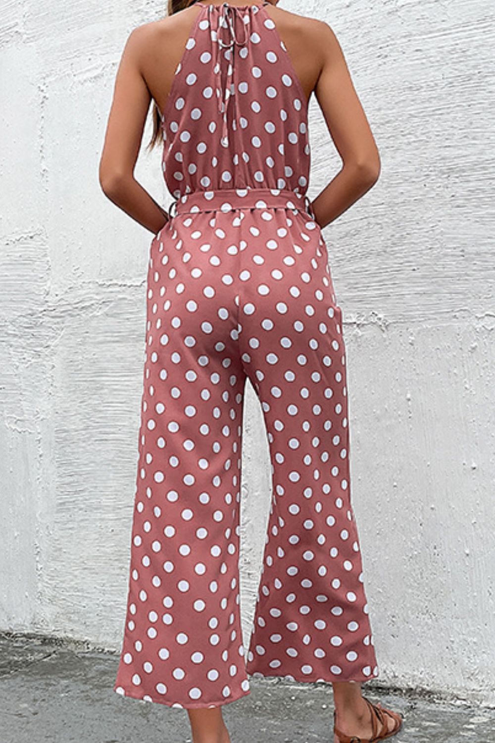 Polka Dot Grecian Wide Leg Jumpsuit (4 Variants)