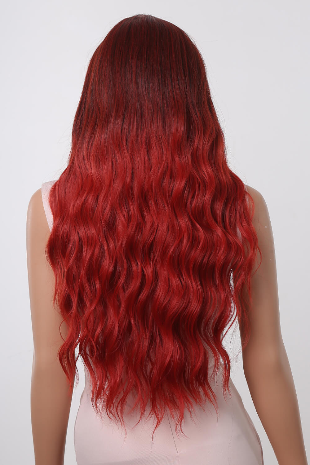 27" Red Ombre Long Wave Synthetic Wig