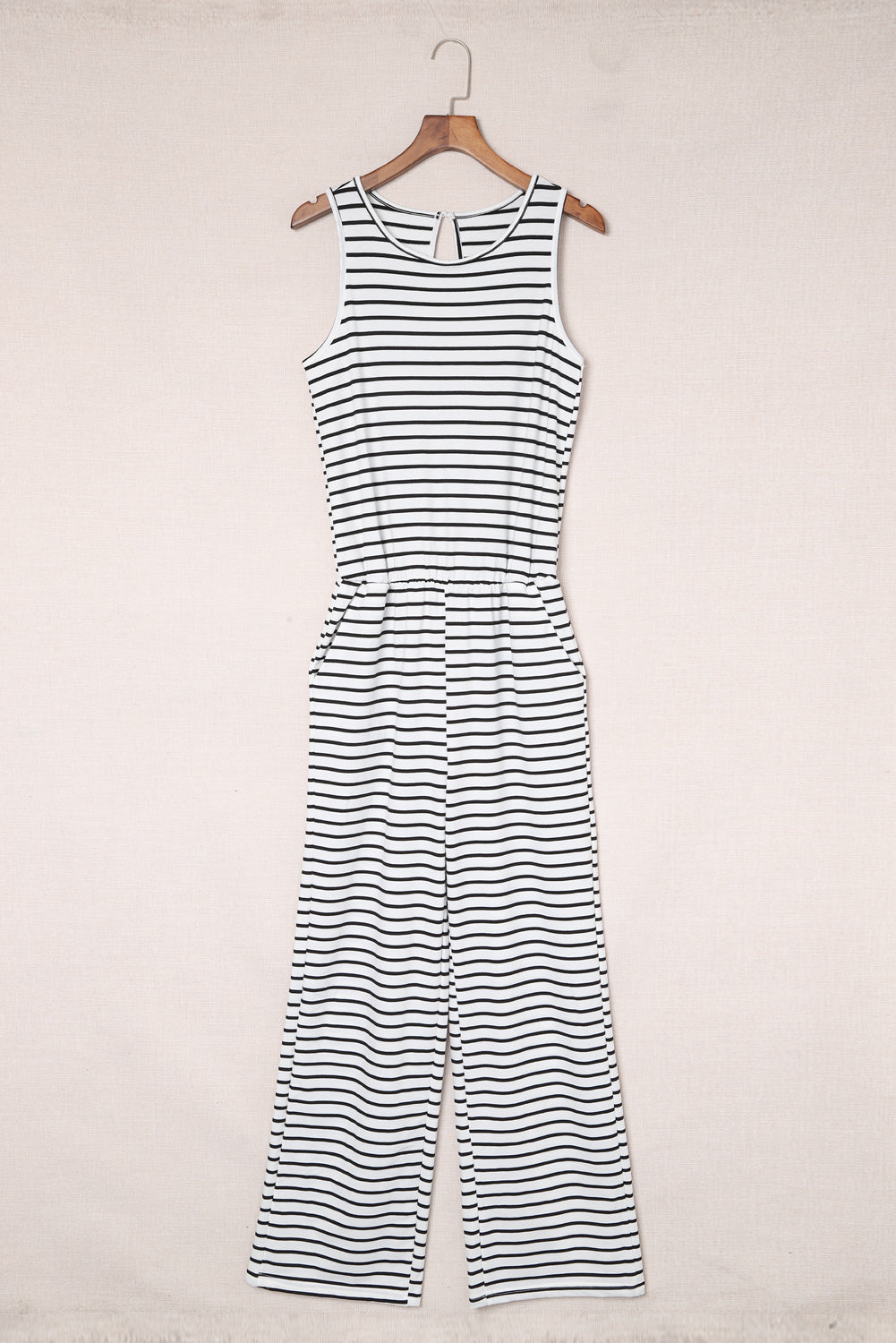 Striped Sleeveless Jumpsuit with Pockets (2 Variants)