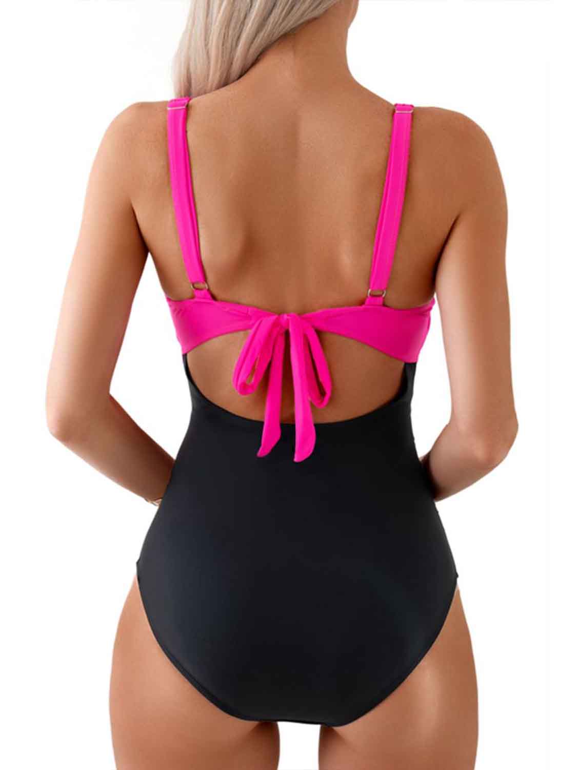 Tied Cutout Contrast One-Piece Swimwear (4 Variants)