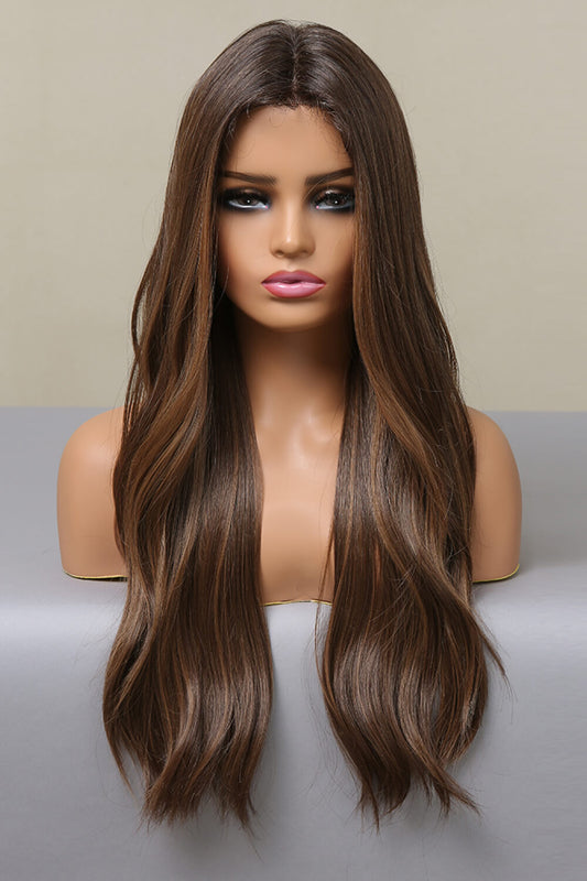 26" Brown Long Wave Balayage Lace Front Synthetic Wig