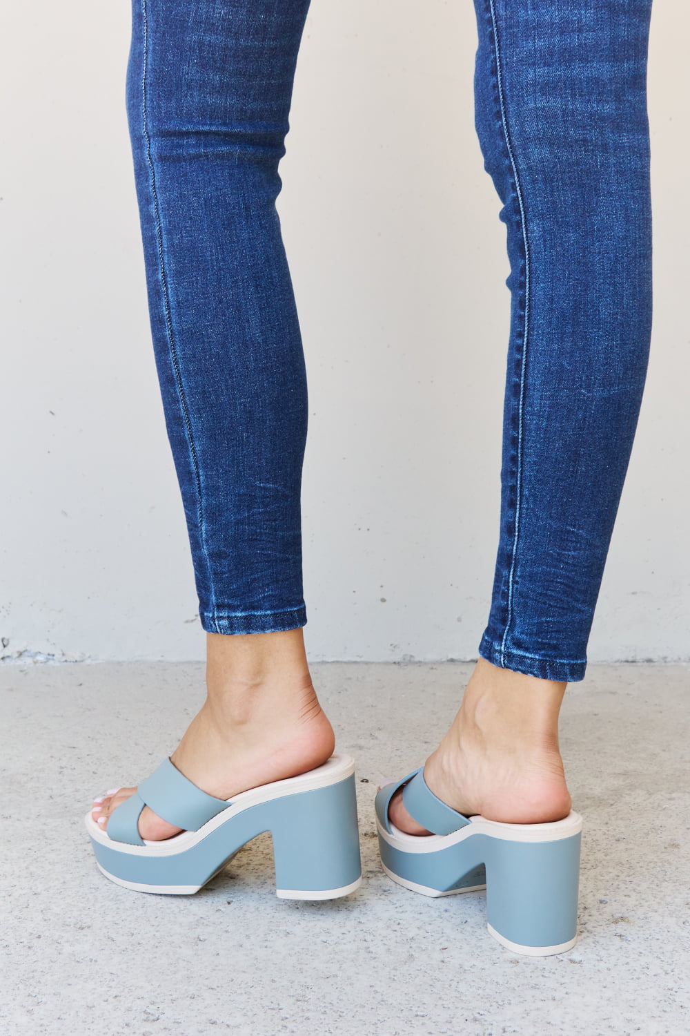 Cherish The Moments Contrast Platform Sandals in Misty Blue