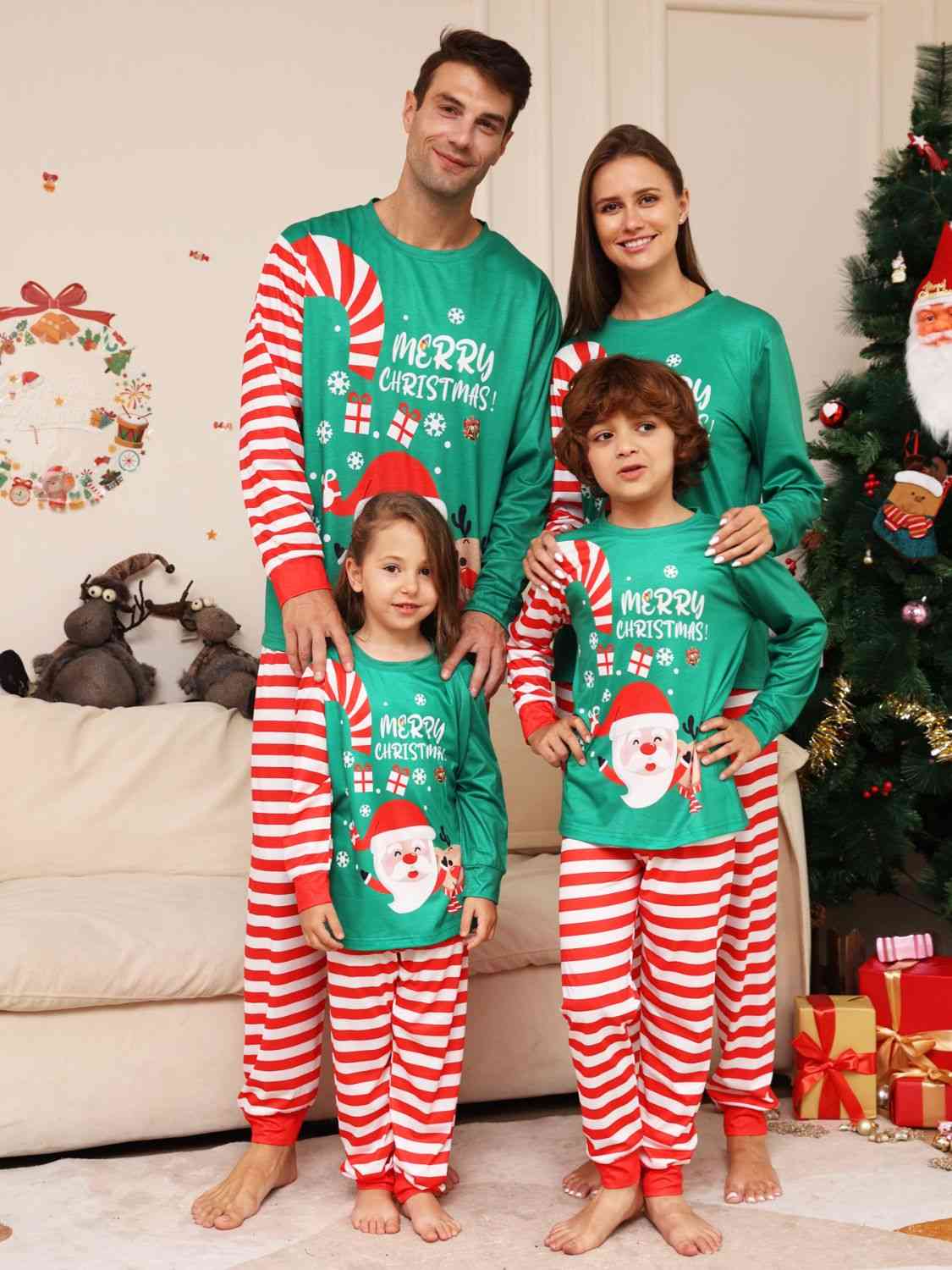 Matching Kids 2T-14 Candy Cane Pajama Set