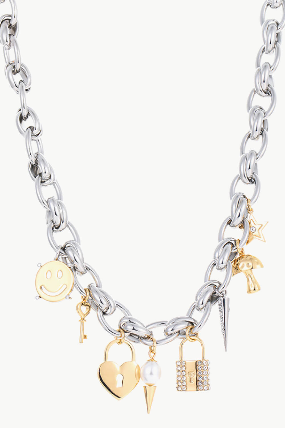 Lock Pendant Double-Layered Charm Necklace